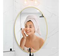 LunaMirror Oval Wall Mirror 51x71 CM Wall-Mounted Bathroom Vanity Mirror Stylish Gold Mirror Wall Decor Circle Wall Hanging for Bathroom Hallway Entrance Living Room Bedroom