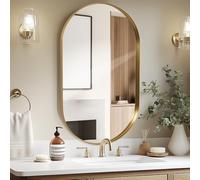 LunaMirror Oval Wall Mirror 55x75 CM - Stylish Gold Wall-Mounted Bathroom Vanity Mirror with Curved Corners for Hallway, Living Room, Bedroom