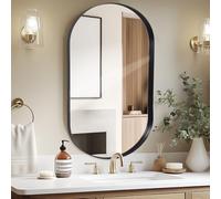 LunaMirror Oval Wall-Mounted Mirror 55x75 CM - Stylish Black Bathroom Vanity With Curved Corners for Hallway, Entrance, Living Room, Bedroom