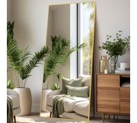 LunaMirror Oversized Full Length Mirrors Large Free Standing Floor Mirror Full Body Wall Hanging for Bedroom Living Room and Entrance, Rectangle Gold Frame, 179x65 CM