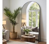LunaMirror Oversized Full Length Mirrors Large Free Standing Floor Mirror Full Body Wall Mirror for Bedroom Living Room and Entrance, Arch Black Frame, 192x85 CM