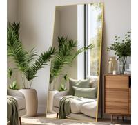 LunaMirror Oversized Full Length Mirrors Large Free Standing Floor Mirror Full Body Wall Mirror for Bedroom Living Room and Entrance, Rectangle Gold Frame, 192x85 CM