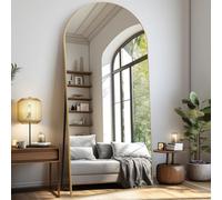 LunaMirror Oversized Full Length Mirrors Large Free Standing Floor Mirror Full Body Wall Mirror for Bedroom Living Room and Entrance, Arch Gold Frame, 192x85 CM