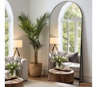LunaMirror Oversized Full Length Mirrors Large Free Standing Floor Mirror Full Body Wall Mirror for Bedroom Living Room and Entrance, Arch Black Frame, 180x76 CM