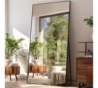 LunaMirror Oversized Full Length Mirrors Large Free Standing Floor Mirror Full Body Wall Mirror for Bedroom Living Room and Entrance, Rectangle Black Frame, 192x85 CM