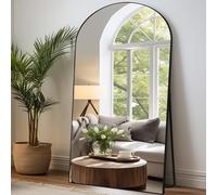LunaMirror Oversized Huge Full Length Mirror Large Free Standing Floor Mirror Full Body Wall Mirror for Bedroom Living Room and Entrance, Arch Black Frame, 204x104 CM