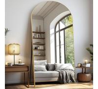 LunaMirror Oversized Huge Full Length Mirrors Large Free Standing Floor Mirror Full Body Wall Mirror for Bedroom Living Room and Entrance, Arch Gold Frame, 204x104 CM