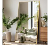 LunaMirror Oversized Huge Full Length Mirrors Large Free Standing Floor Mirror Full Body Wall Mirror for Bedroom Living Room and Entrance, Rectangle Gold Frame, 204x104 CM