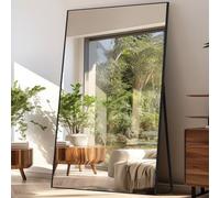 LunaMirror Oversized Huge Full Length Mirrors Large Free Standing Floor Mirror Full Body Wall Mirror for Bedroom Living Room and Entrance, Rectangle Black Frame, 204x104 CM
