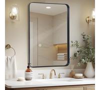 LunaMirror Wall Mirror 60x90 CM Wall-Mounted Bathroom Vanity Mirror Sadow Box Black Frame Home Decor Rectangle Wall Hanging with Curved Corners for Hallway Entrance Living Room Bedroom