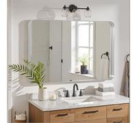 LunaMirror Wall Mirror 75x100 CM Wall-Mounted Bathroom Vanity Mirror Silver Shadow Box Frame Home Decor Rectangle Hanging with Curved Corners for Hallway Entrance Living Room Bedroom