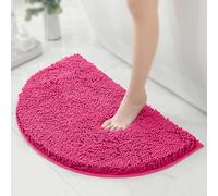 LUNAMY Half Round Absorbent Bath Shower Mat Non Slip Bath Rug Soft Fluffy Chenille Microfiber Bathroom Mat Semi Circle Carpet,D-40X60CM