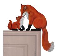 Lunaobrik Wooden Fox Shape Statue Door Corner Sculpture - Elegant Door Topper, Unique Handcrafted Wood Decor | Charming Fox Welcome Sign with Entryway Door Embellishment for Sweet Home, Window