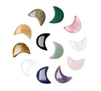 Lunar, 12 Pieces of Natural and Polished Gemstone for Meditation | Moon Shape Stones | for Meditation Practice Energy Balance at Home Protection for Women and as Decoration in
