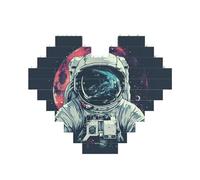 Lunar Astronaut Print Building Brick Block Puzzle Heart Shaped,Christmas Valentines Birthday Anniversary Presents