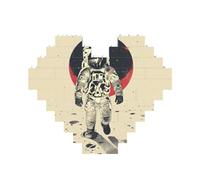Lunar Astronaut Print Building Brick Block Puzzle Heart Shaped,Christmas Valentines Birthday Anniversary Presents