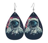 Lunar Astronaut Print Leather Dangle Earrings For Women Elegant Drop Earrings Lightweight Fashion Jewelry