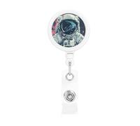 Lunar Astronaut Print Retractable Badge Holder, Cute Nursing Badge Reel, Badge Clip Id Card Holders