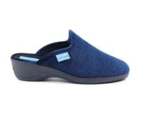 Lunar Audrey Wedged Heel Mule Slipper with Embossed Floral Design 5 UK Blue