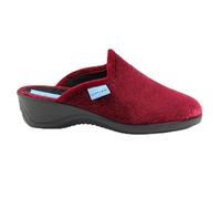 Lunar Audrey Wedged Heel Mule Slipper with Embossed Floral Design 7 UK Burgundy