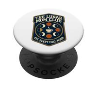 Lunar Coffee Moon Phases Retro Shield Badge Graphic PopSockets Adhesive PopGrip