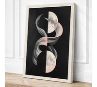 Lunar Cycles Minimalist Canvas Wall Art Print 18x12 Inch (46 x 30 cm)