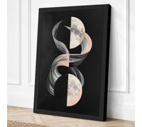 Lunar Cycles Minimalist Canvas Wall Art Print 18x12 Inch (46 x 30 cm)
