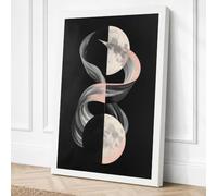 Lunar Cycles Minimalist Canvas Wall Art Print 18x12 Inch (46 x 30 cm)