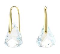 Lunar drop earrings, Oval cut, White, 18K gold finish