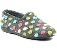 Lunar Ladies' Helix Grey Polka Dot Slippers - Soft Fleece Lining, Slip-On Design, Cushioned Insole, Non-Slip Sole, Cozy Indoor Comfort 7 UK Grey