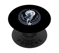 Lunar Howling Wolf Under Full Moon Forest Night Sky PopSockets Adhesive PopGrip