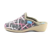 Lunar Ladies’ Erin Mule Slippers - Navy Slip-On House Shoes with Soft Textile Upper, Cushioned Insole, Non-Slip Sole, 1.5-Inch Wedge Heel 8 UK Grey