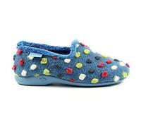 Lunar Ladies' Helix Mid Blue Polka Dot Slippers - Cozy Fleece Lining, Slip-On Style, Cushioned Insole, Non-Slip Sole for Indoor Comfort 5 Mid Blue