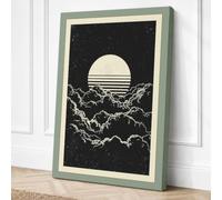 Lunar Landscape Minimalist Canvas Wall Art Print 18x12 Inch (46 x 30 cm)