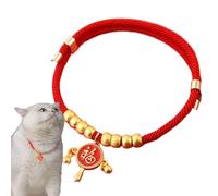 Lunar New Year Cat Collar | Year Of The Snake Dog Necklace Collar | Adjustable With Gold Blessing Lock Or Rattle Pendant Necklace For Kitten
