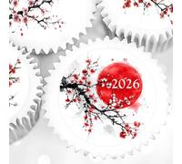 Lunar New Year Cupcake Toppers - Edible Icing or Wafer - 4cm x 24 - Pre Cut - Plum Peach Cherry Fruit Blossom Cake Decorations
