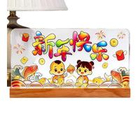 Lunar New Year Decorations, 2026 Cute USB Powered - Year of the Horse Table Signs with Lights, for Bedroom Living Room Office Restaurant Hotel Spring Party