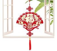 Lunar New Year Decorations,Chinese Knot Tassel Red Spring Festival Blessing Pendants - Good Luck Knot Wall Pendant, Big FU Character Spring Festival Home Decor