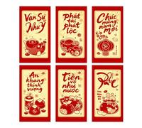 Lunar New Year Envelopes - 2026 Horse Cash Packets, Red Pockets with Gold Foil, Money Gift with 6 Pack, Celebration Envelopes Wedding Party, Traditional Gift for Parents Couples