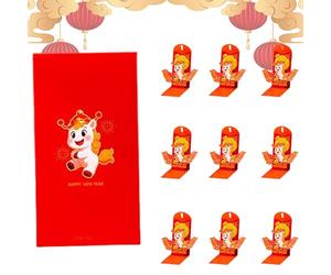 Lunar New Year Envelopes - 2026 Year Of The Horse, 3D Folding Architecture, Luxury Red Silk Texture Paper, Traditional Style Hong Bao, Creative Money Holder, Collectible Supply | F