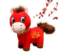 Lunar New Year Horse Plush - 20x20x8cm 2026 Spring Festival Mascot Pillow, Eye-Catching Festivity Stuffed Animal | Festive Home Decoration for Desk Bedside Entryway Cabinet TV Shelf Living Room