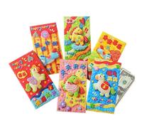 Lunar New Year Red Envelopes - 6 Pieces 3D Chinese | 3D Embroidered Money Envelopes, Employee Greeting Cards Favors from Spring Festival and Vietnamese Tet
