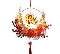Lunar New Year Wreath, 30CM Floral Door Wreath, Chinese New Year Decorations 2025, Artificial Flower Garland, Happy New Year Light Up Sign, Decorative Home Accessories, Hanging Ornaments For The Home