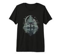 Lunar Night Pine Forest Reflected in Lake Premium T-Shirt