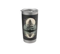 Lunar Night Pine Forest Reflected in Lake Stainless Steel Insulated Tumbler