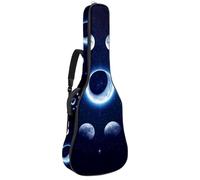 Lunar Phases and Moon in Space Astrology Background Acoustic Guitar Bag Thick Padded, Waterproof Guitar Gig Bag for 40 41 42 Inch Guitars