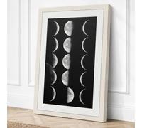 Lunar Phases Minimalist Canvas Wall Art Print 18x12 Inch (46 x 30 cm)