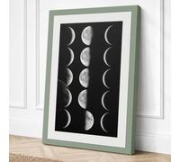 Lunar Phases Minimalist Canvas Wall Art Print 18x12 Inch (46 x 30 cm)
