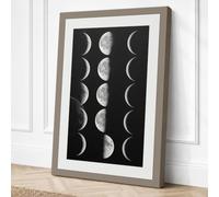 Lunar Phases Minimalist Canvas Wall Art Print 18x12 Inch (46 x 30 cm)