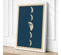 Lunar Phases Minimalist Canvas Wall Art Print 18x12 Inch (46 x 30 cm)